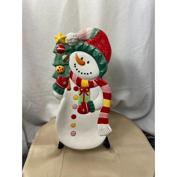 Fitz and Floyd Christmas/Holiday Elongated Tray. "Snowflake and Jake". 2009. - Picture 2 of 12